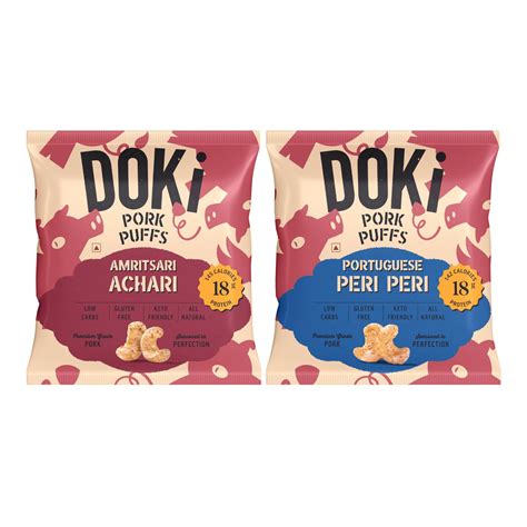 Buy DOKi Pork Puffs (Pack of 4) (2 Flavours) (High Protein, Low Calorie ...