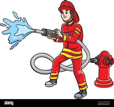 Firefighter Cartoon Colored Clipart Illustration Stock Vector Image ...