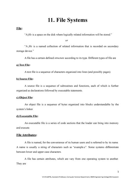 11 - about file operations - 11. File Systems File: “A file is a space ...
