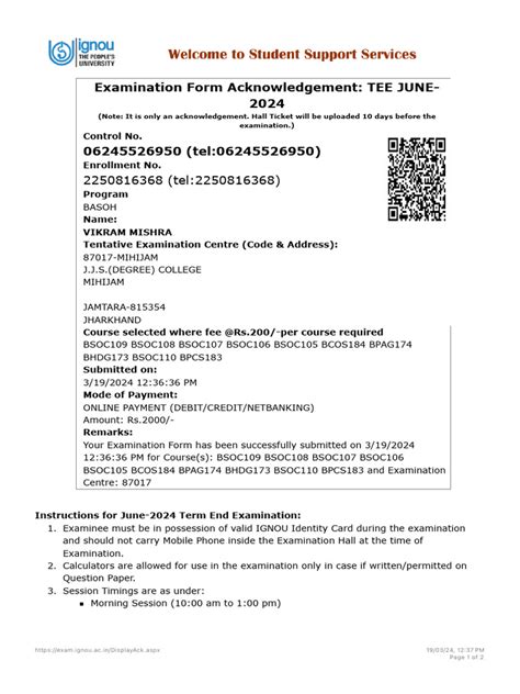 Image result for Ignou Assignment Acknowledgement Form