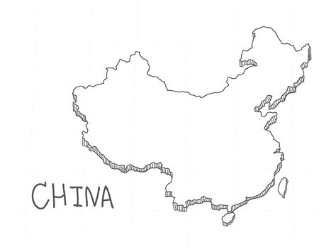 Hand Drawn of China 3D Map on White Background. 10368606 Vector Art at Vecteezy
