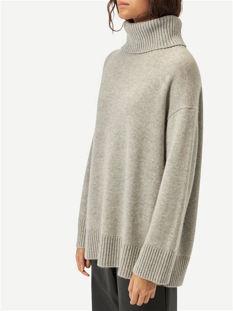Women's Cashmere Roll-Neck Sweater Gray - Gobi Cashmere