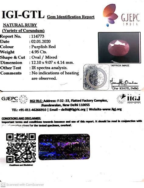 4.95/CT Natural Ruby with Govt. Lab Certificate (4551) | Khanna Gems