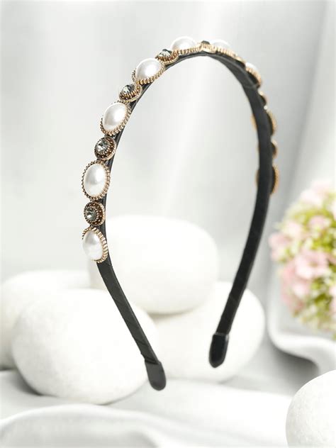 White Black Spherical Stones Hair Band – Priyaasi