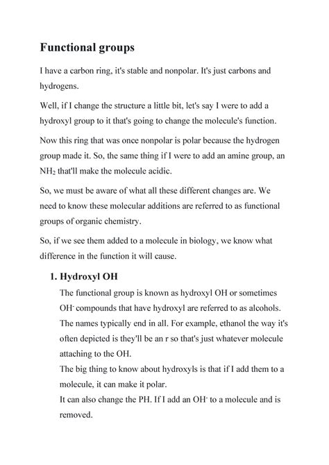 Functional groups - Lecture notes 5 - Functional groups I have a carbon ...