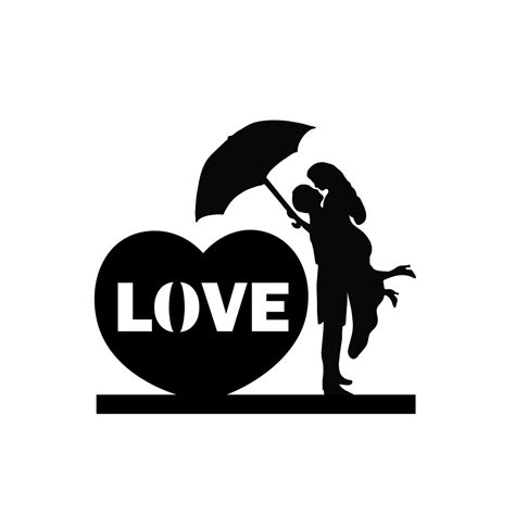 "Couple under Umbrella" Black Engineered Wood Wall Art Cutout, Ready to ...