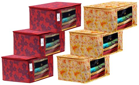 Kuber Industries Metalic Printed 6 Piece Non Woven Fabric Saree Cover ...