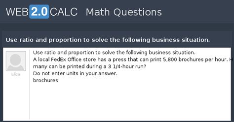 View question - Use ratio and proportion to solve the following ...