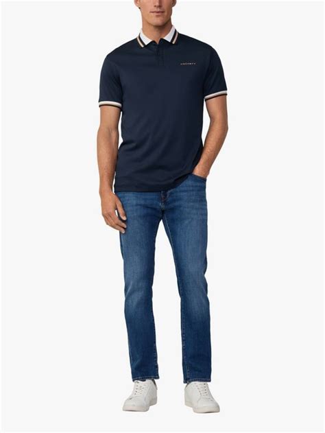 Hackett London Cotton Regular Fit Short Sleeve Polo Shirt, Navy
