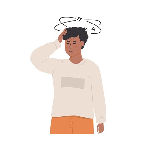 Young boy or teenager experiencing dizziness and holding his head with ...