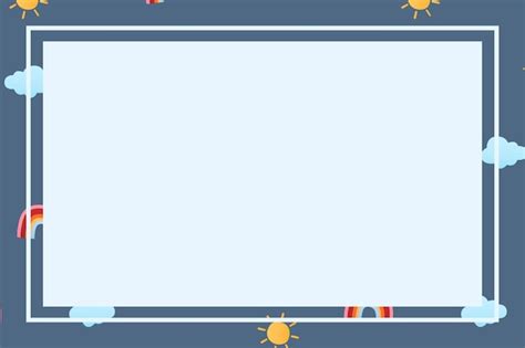 Blue rectangle frame, cute rainbow pattern weather clipart | Free Photo