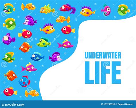 Underwater Life Banner Template with Cute Colorful Tropical Fishes ...