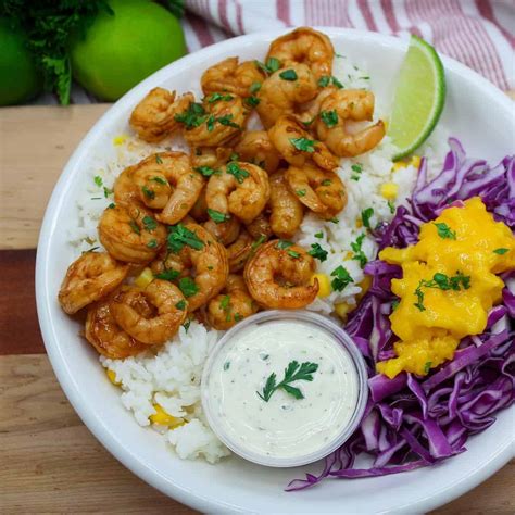 Hawaiian Shrimp Taco Bowl with Cilantro Crema - Mqt Nutrition