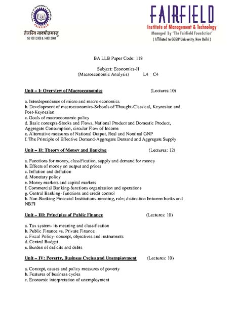 BA LLB 118: Macroeconomic Analysis - Comprehensive Lecture Notes - Studocu