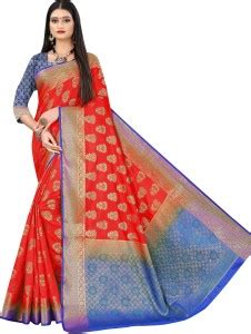 Buy ANISSA SAREE Woven Kanjivaram Art Silk Red Sarees Online @ Best ...