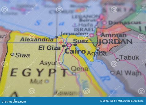 Travel Concept Political Map of the Cairo Stock Photo - Image of ...