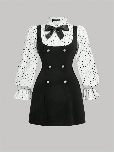 SHEIN MOD Plus Size Bow Front Flounce Sleeve 2 In 1 Dress,Graduation ...