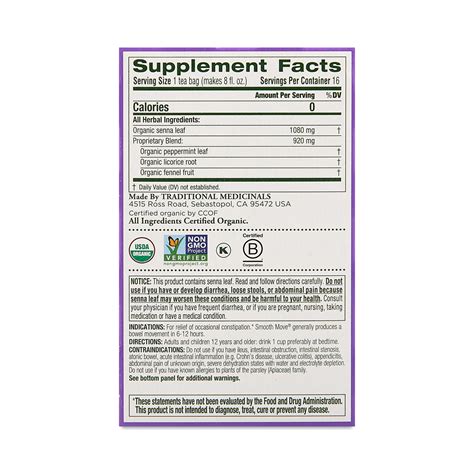 Organic Smooth Move Tea by Traditional Medicinals | Thrive Market