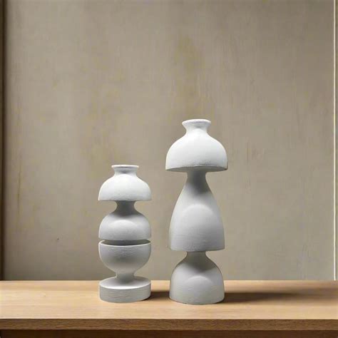 Wabi Sabi Wooden White Sculpture (Set of 2) – The Decor Circle