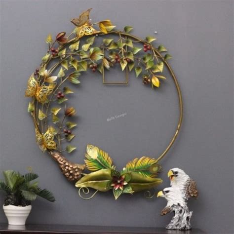 Place This Beautiful Metal Antique Gold & Green Floral Wall Art On Your ...