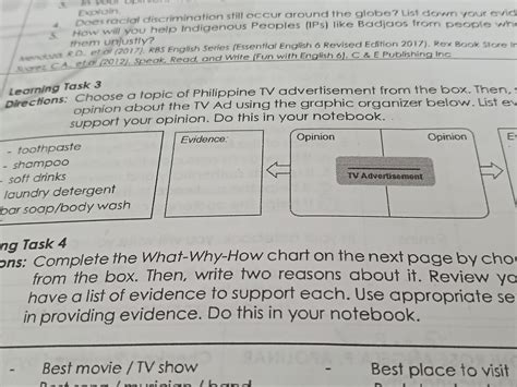 Choose a topic of philippine tv advertisement from the box then state ...