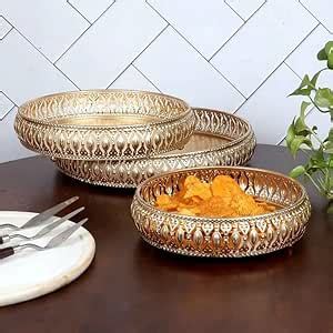 D.Glore Handicrafts Presented | Home Decor Golden Metal Round Serving ...