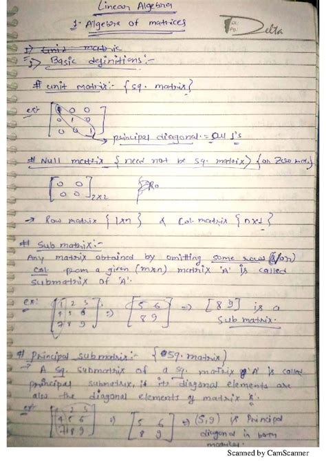 Linear Algebra 1: Comprehensive Notes on Matrix Algebra and Properties ...