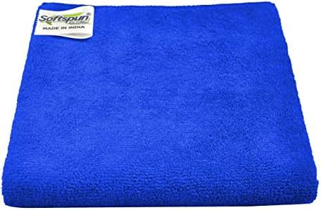 SOFTSPUN Microfiber Cloth - 1 pcs - 40x60 cms - 340 GSM Blue - Thick ...