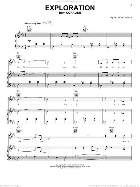Exploration (from Coraline) sheet music for voice, piano or guitar