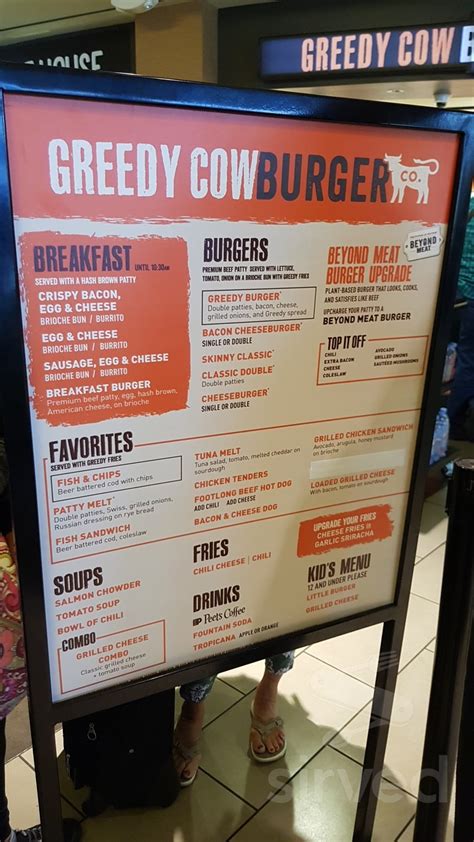 Greedy Cow Burger menu in SeaTac, Washington, USA