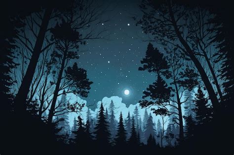 Night sky forest background illustrationgenerative ai | Premium AI ...