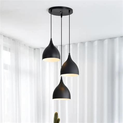 Buy Keyplus Aluminium Hanging Shade Light, Black, 3 Lamp Cluster Set ...