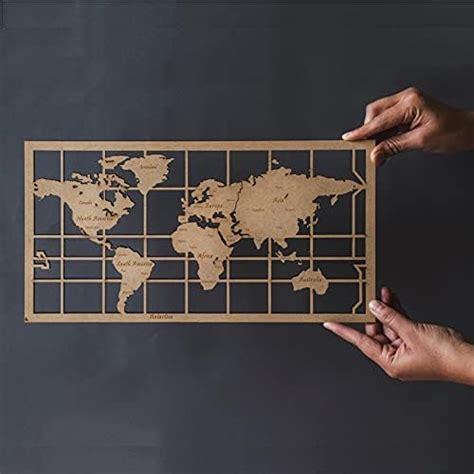 IDR Stoodeoh World Map with names wall art/wall hanging in Raw (Beige ...