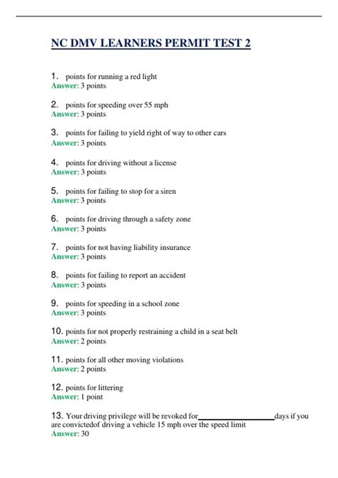 NC DMV LEARNERS PERMIT TEST 2 ( UPDATED 2025 ) | QUESTIONS WITH 100% ...