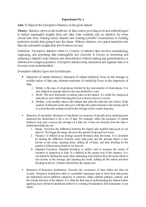 Ads1exp - experiemnt no 1 applied data science - Experiment No. 1 Aim ...