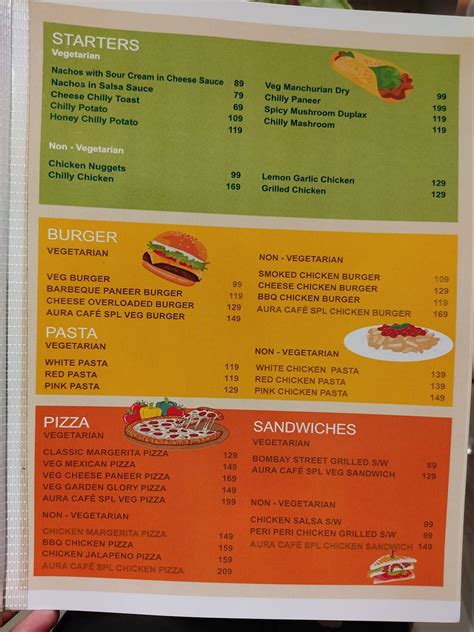 Menu at Aura Deliciously different, Sasaram