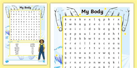 French My Body Word Search