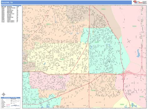 Euless Texas Wall Map (Color Cast Style) by MarketMAPS - MapSales.com