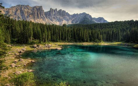 Download wallpaper 1920x1200 mountain, lake, rocks, trees, spruce ...
