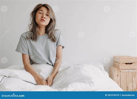 Funny Face Sleepy Head Woman Just Wake Up in the Morning Dizzy and Lazy. Stock Photo - Image of ...