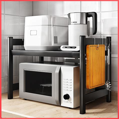 wolpin Universal Microwave Oven Stand | 2-Tier Metal Kitchen Rack ...