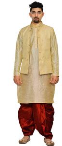 Royal Garments Men Kurta Dhoti Pant Ethnic Jacket Set - Buy Double Tone ...