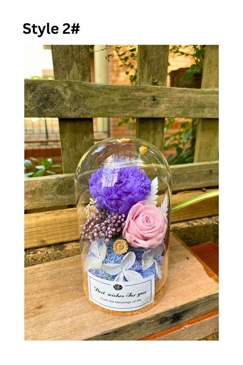Eternal Preserved Flowers in Glass Dome Globe,everlasting Carnation ...