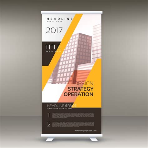 Geel standee banner ontwerp met uw bedrijfsdetails | Gratis Vector