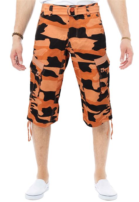 X RAY Men's Belted Long Cargo Shorts for Men, Below Knee Length Mens ...