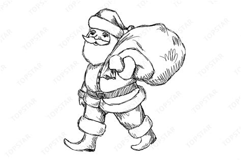 Santa Claus Black and White Drawing Graphic by Topstar · Creative Fabrica