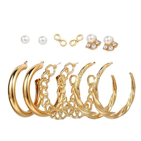 Shining Diva Fashion Latest Stylish Combo Design 6 Pairs Metal Earrings ...