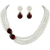 Buy Shining Diva Fashion Crystal Pearl Necklace Set for Women/Jewellery ...