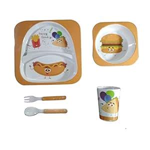 ZIDO 5 pcs. Set Kids Melamine Unbreakable Cartoon Design Dinner Set ...