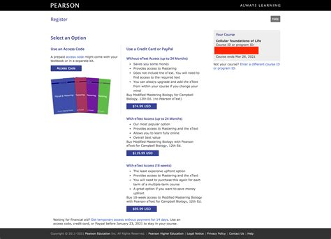 Pearson Mastering Access Code for "Cellular Foundations of Life" Bio Book : r/textbookrequest